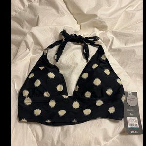 Mossimo black with light tan polka dots bikini top size M